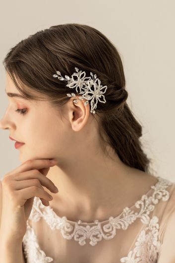 Crystal Floral Hair Clip for Formal Evening Gowns