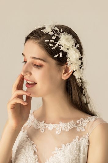 Ivory Floral Garland Headpiece for Bridal Events