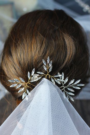 Crystal Leaf Hairpins for Bridal and Formal Events