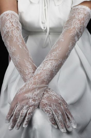 Trimmed Sheer Gloves for Formal Evening Gowns