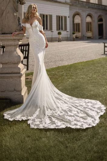 Off-the  Lace Mermaid Gown with Long  for Formal Events