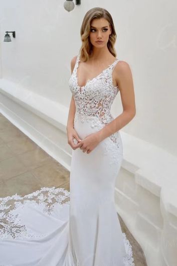 Lace Mermaid Gown with  Train for Formal Events