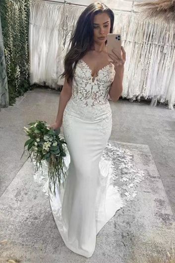 Lace V-Neck  Gown with  for Formal Events