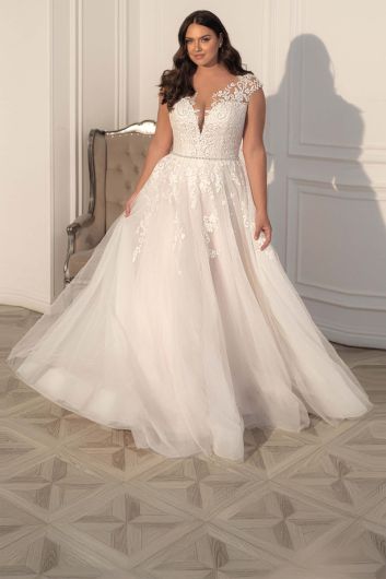 V-Neck Ball Gown with Long Train for Events