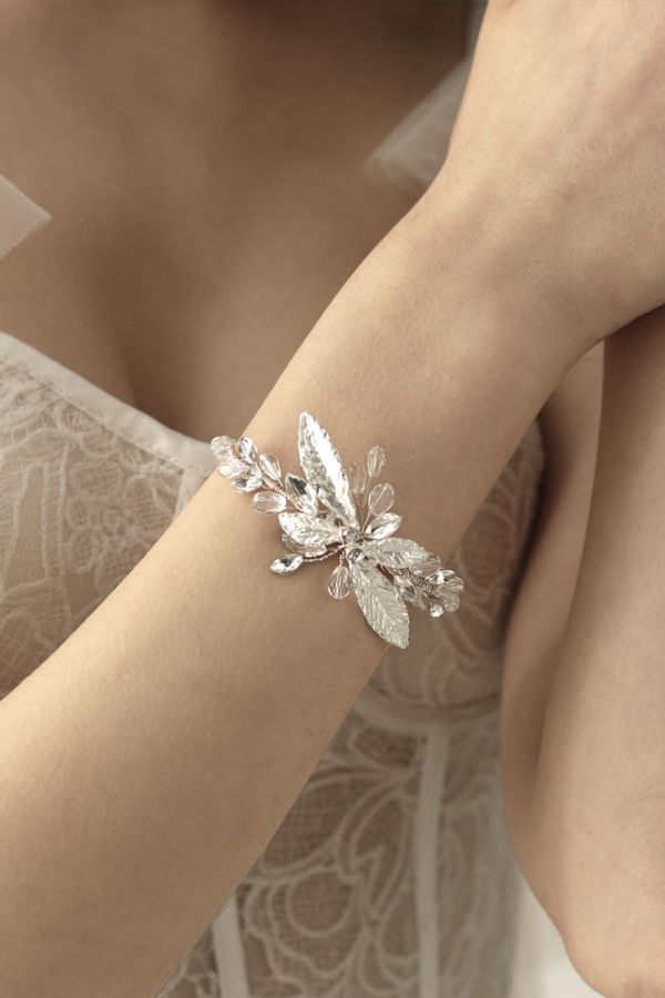 Elegant Leafy Crystal Bracelet for Formal Events