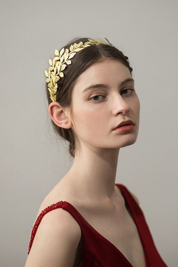 Golden Leaf Headband for Formal Events