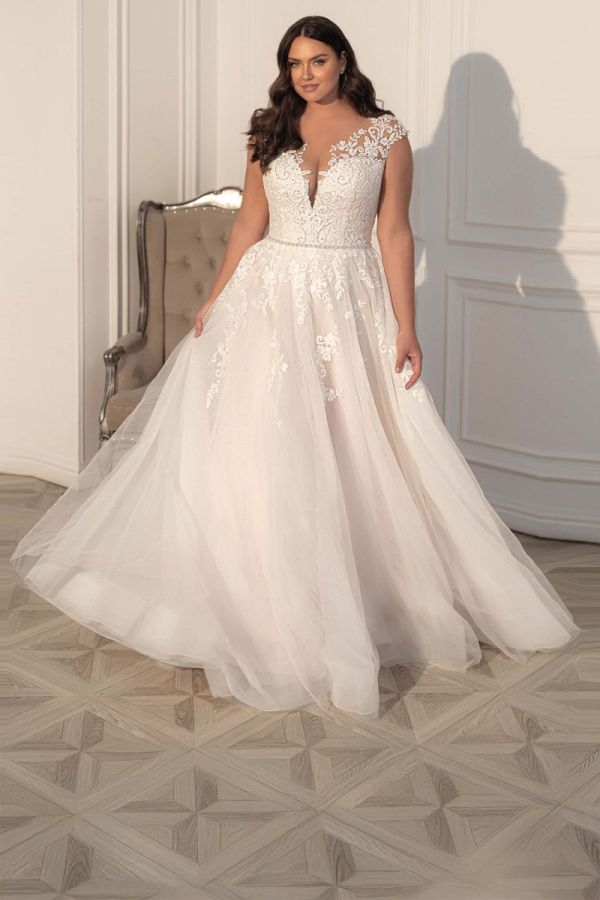 V-Neck Ball Gown with Long Train for Events